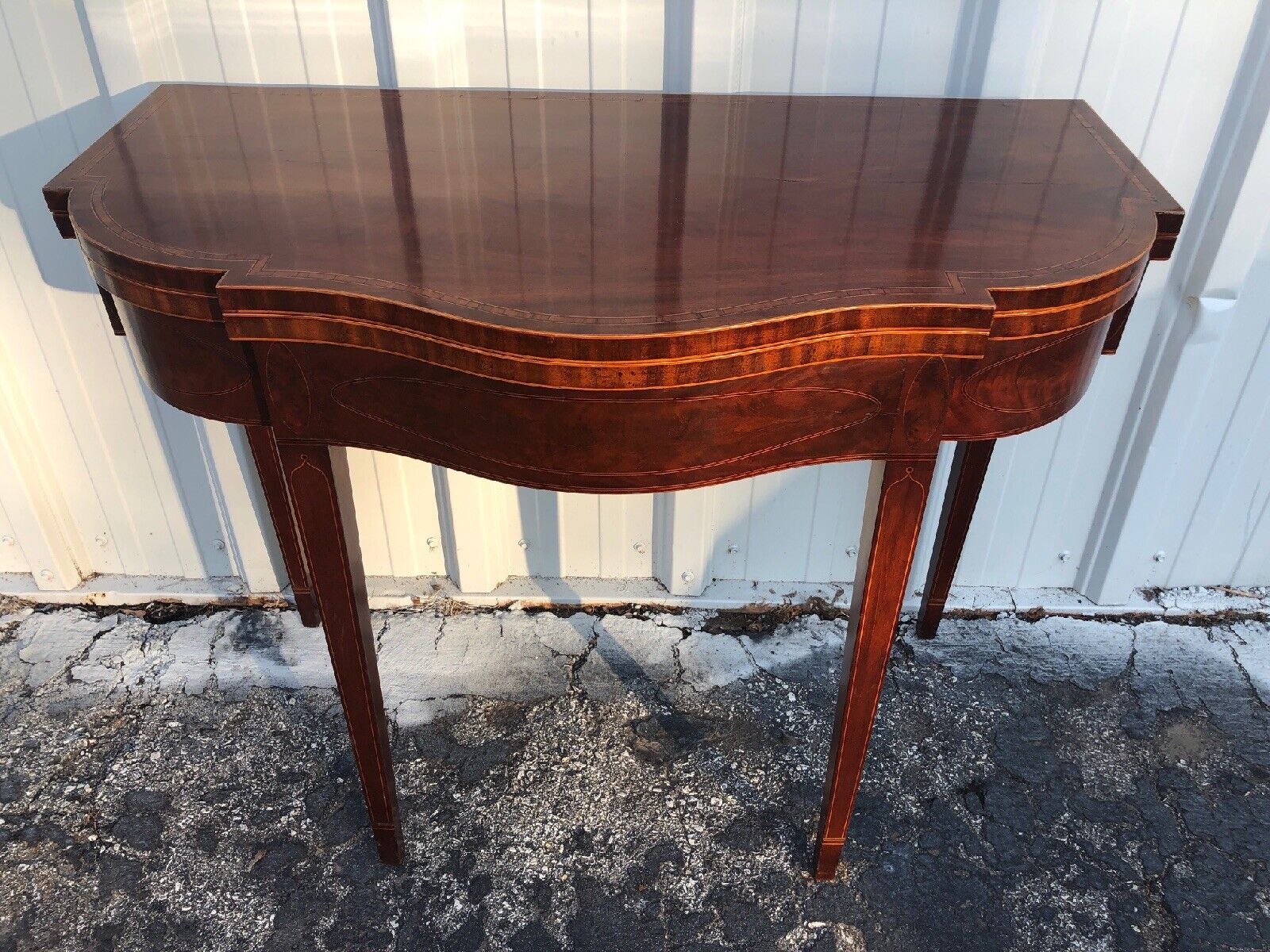 Antique Hepplewhite Inlaid 5 Leg Card Table