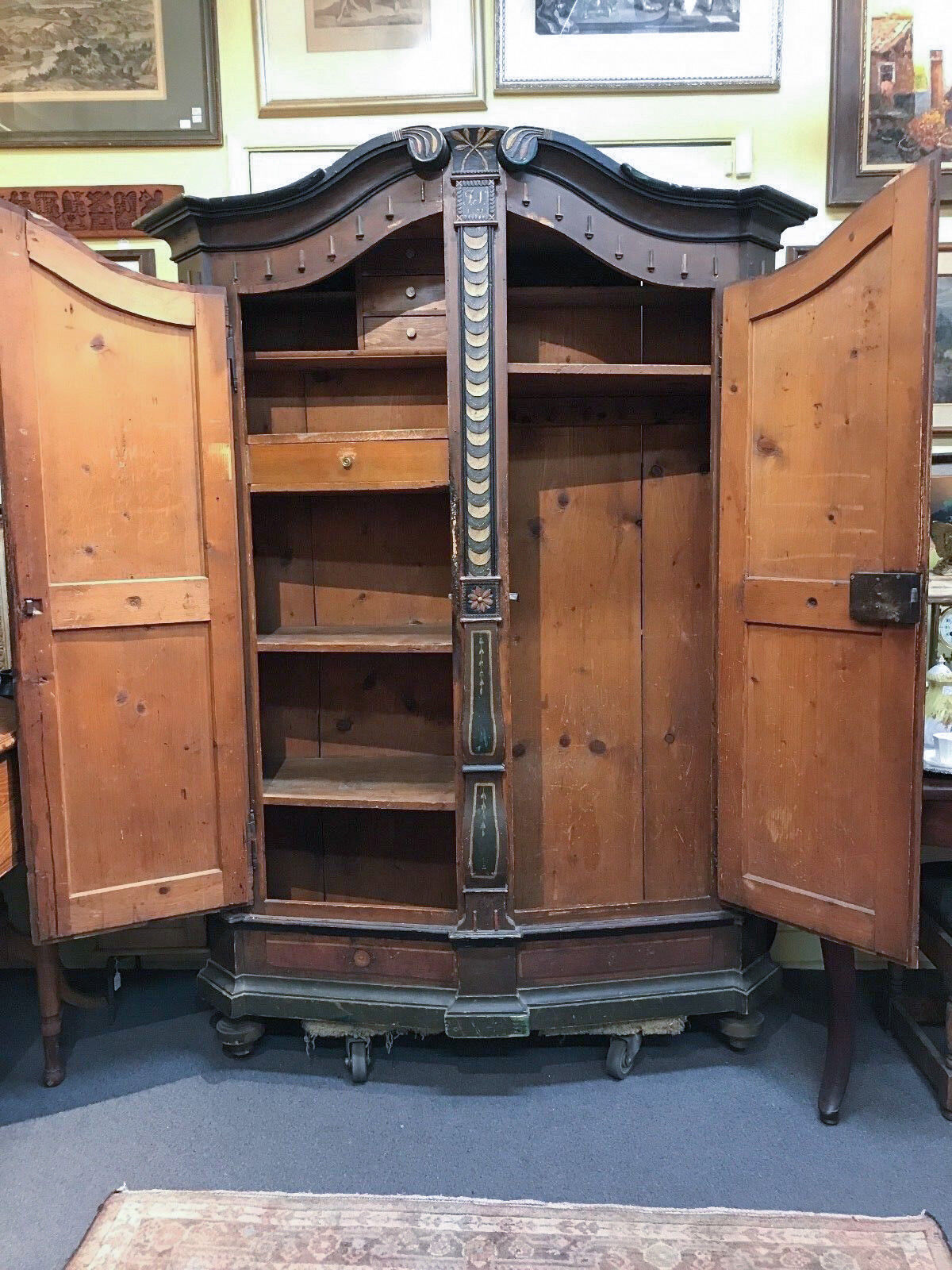 18th Century German Hand Painted Cabinet with Original Key