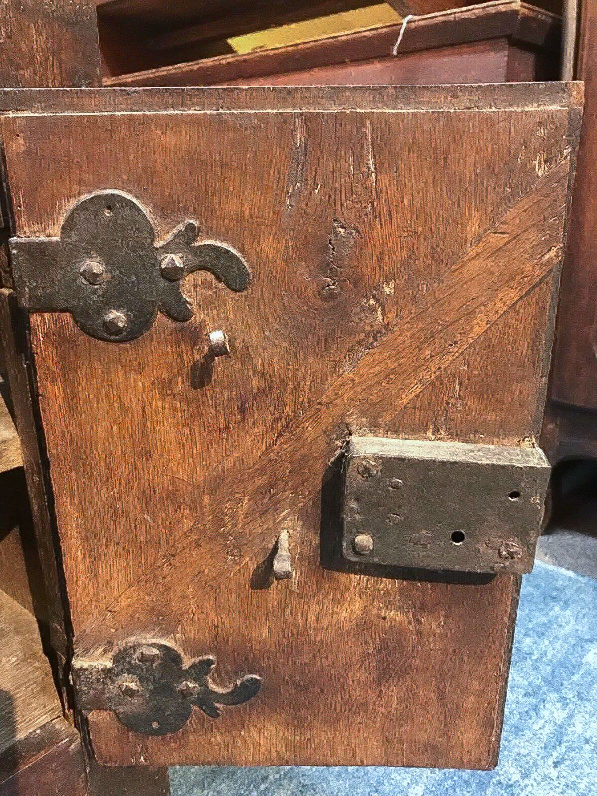 D.1779 Oak Wall Cupboard with Initialed Hardware