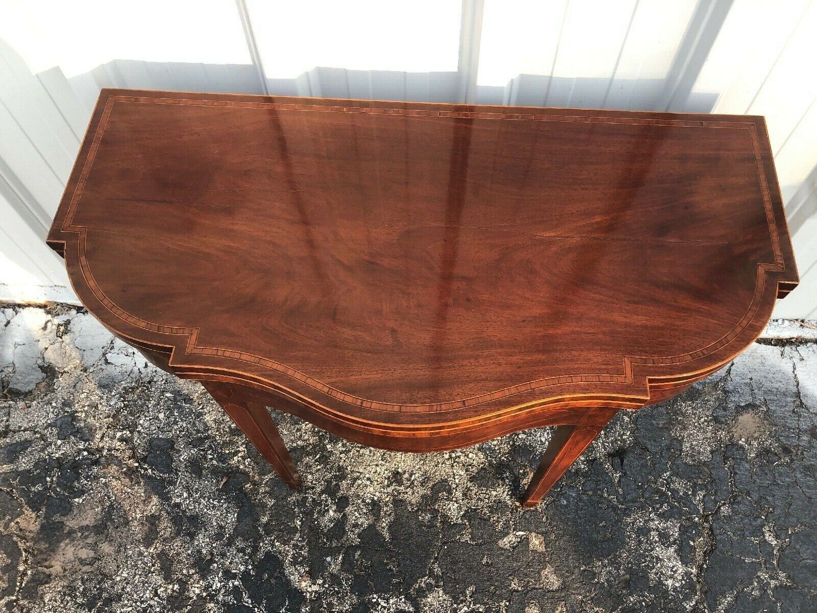 Antique Hepplewhite Inlaid 5 Leg Card Table