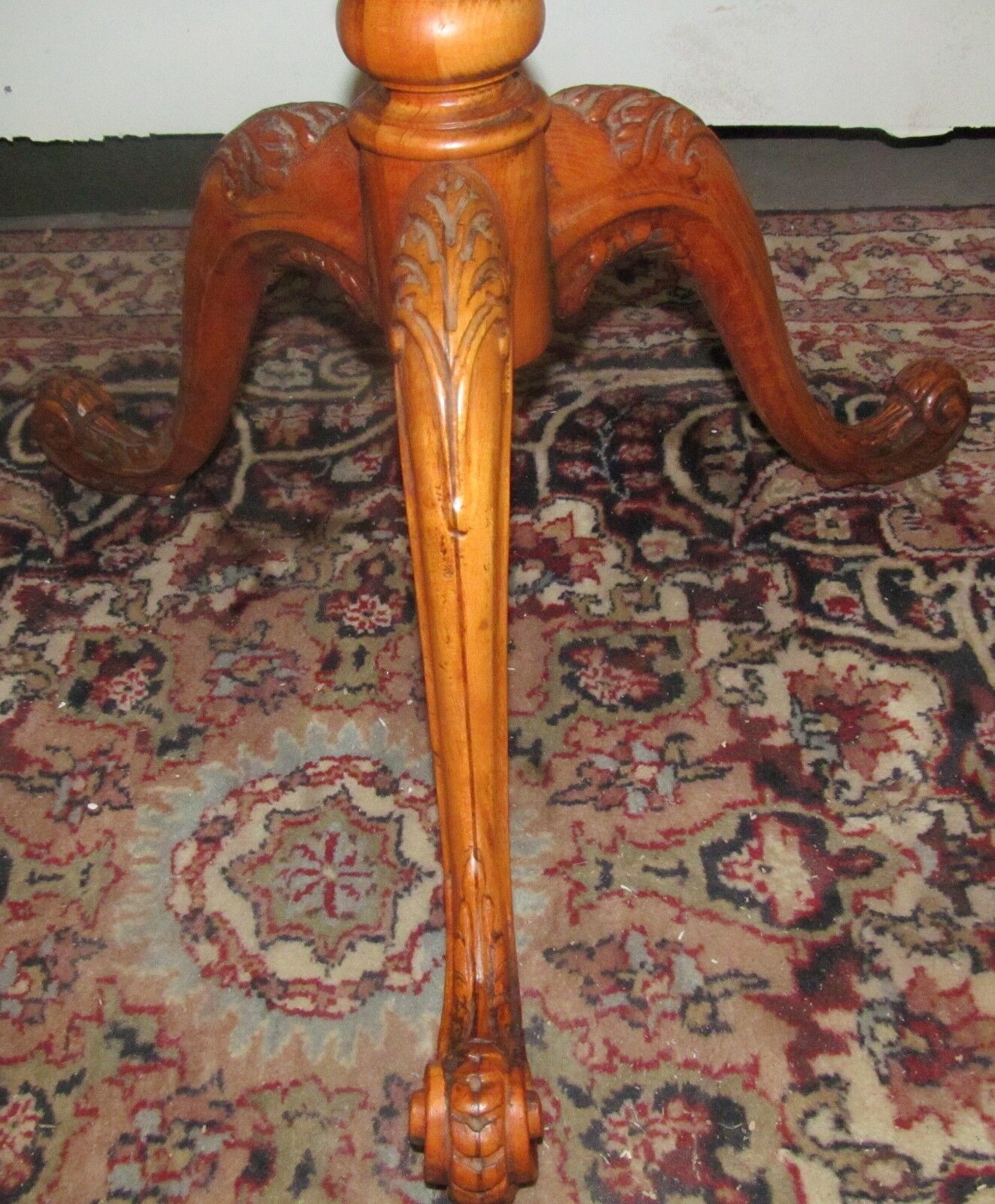 French Carved Satinwood 2 Tier Table with Snail Feet