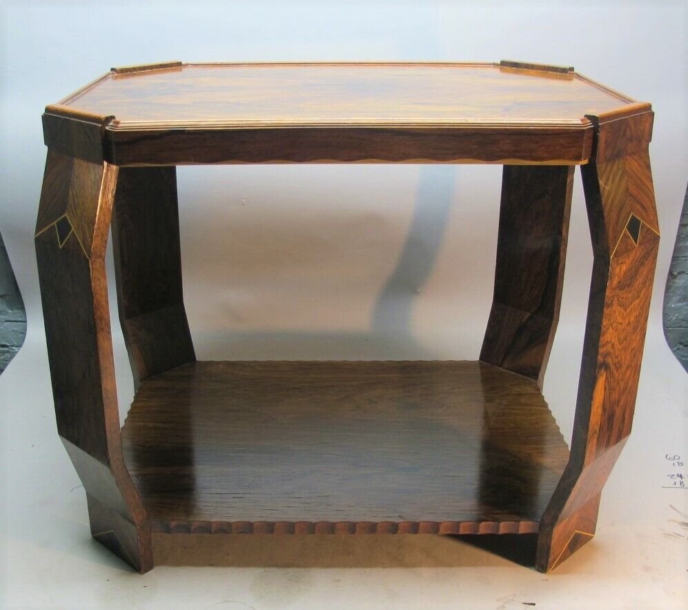 French Art Deco Inlaid Wood Marquetry Table 1925
