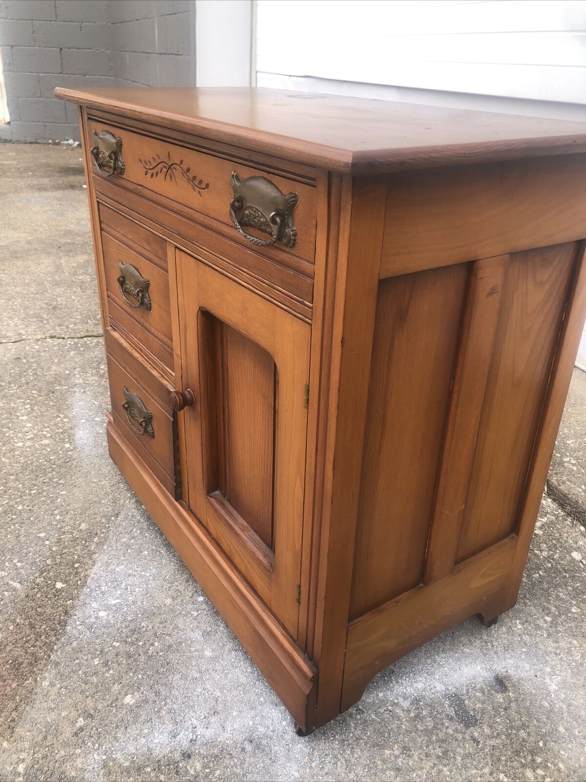 Victorian Eastlake Washstand Commode with Original Hardware