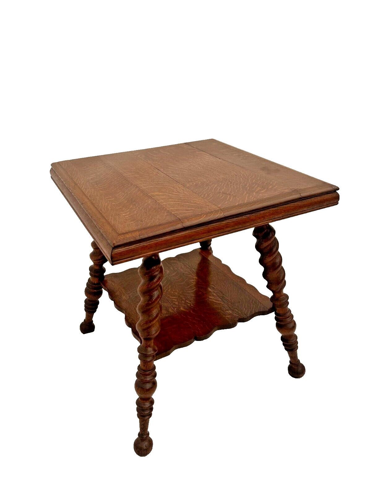 Victorian Tiger Oak Table with Barley Twist Legs