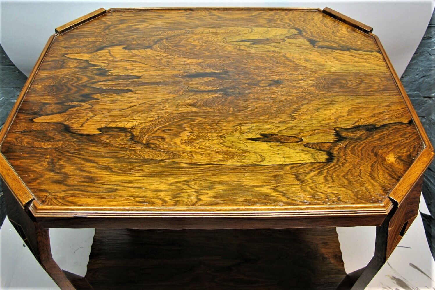 French Art Deco Inlaid Wood Marquetry Table 1925