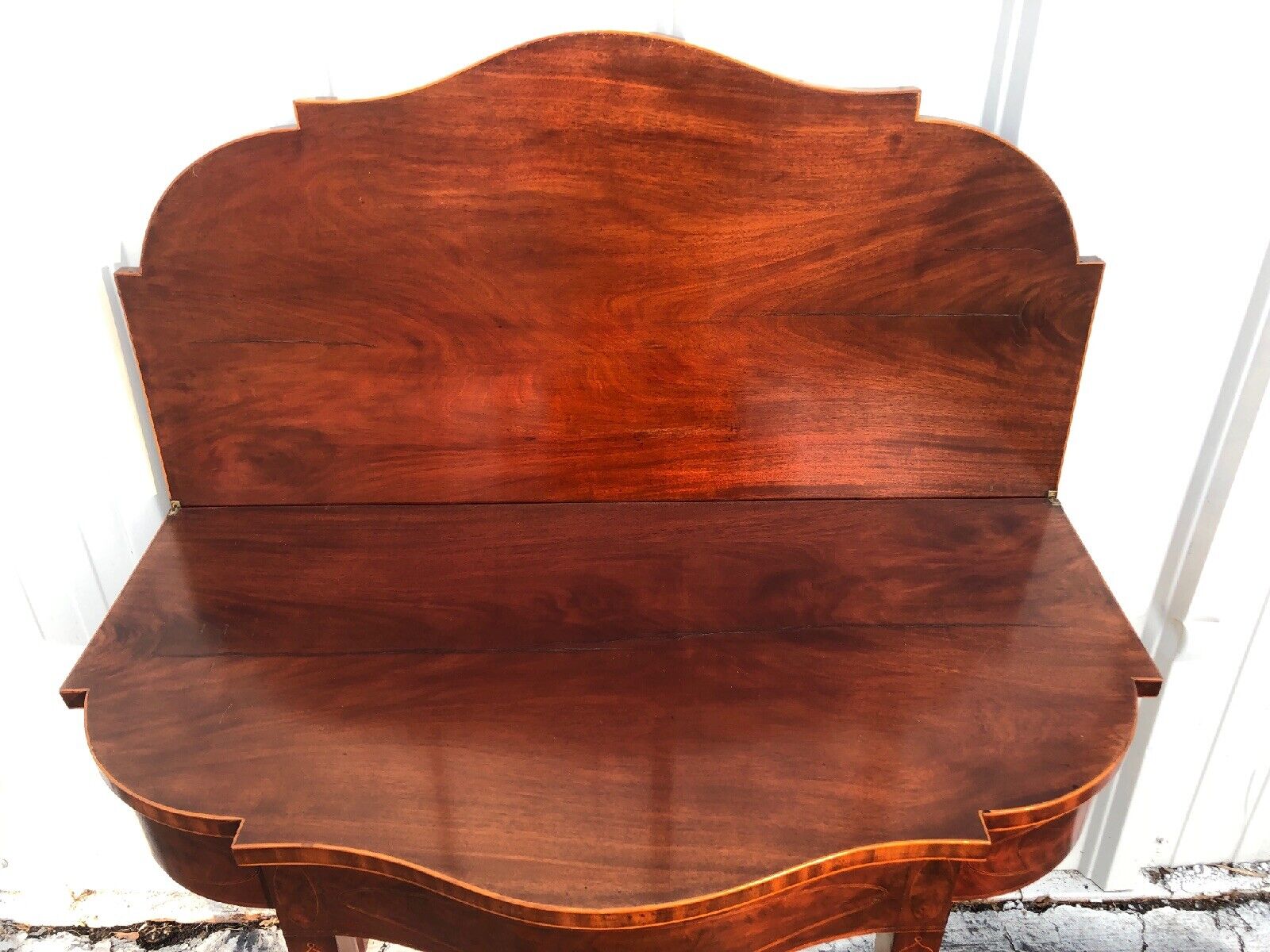 Antique Hepplewhite Inlaid 5 Leg Card Table