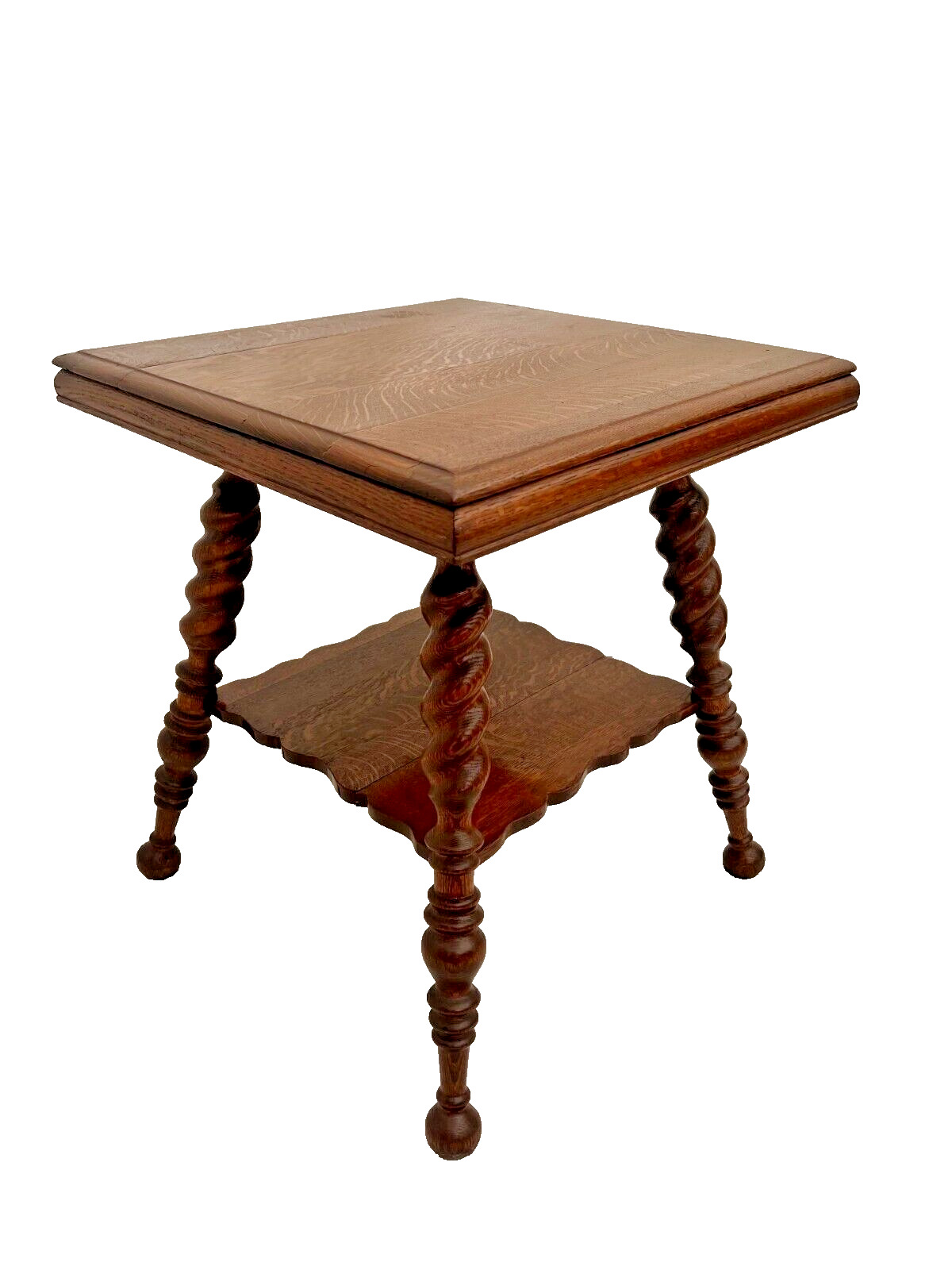 Victorian Tiger Oak Table with Barley Twist Legs