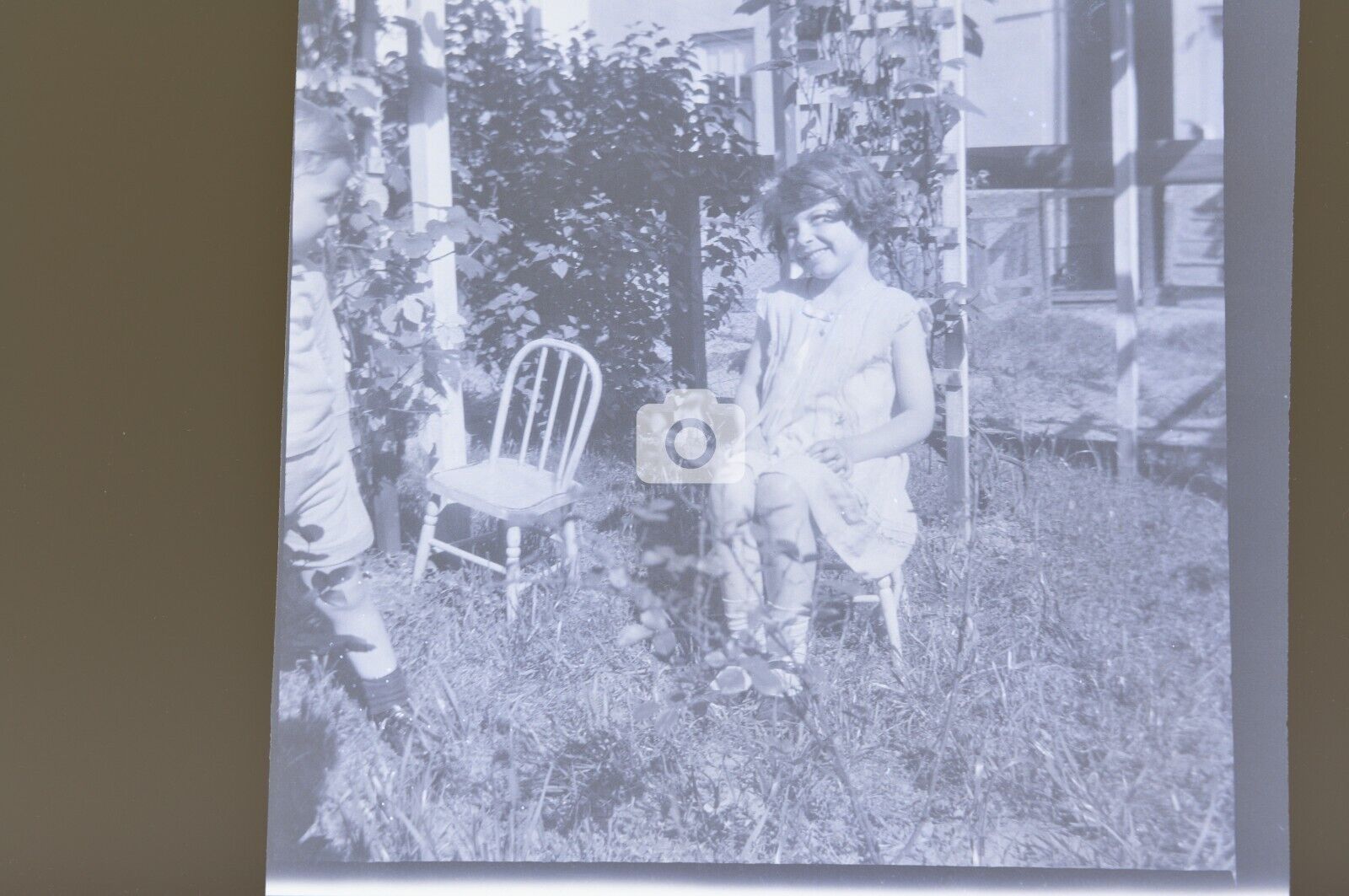 1920s/1930s Original Negative - Girl Sitting in Garden