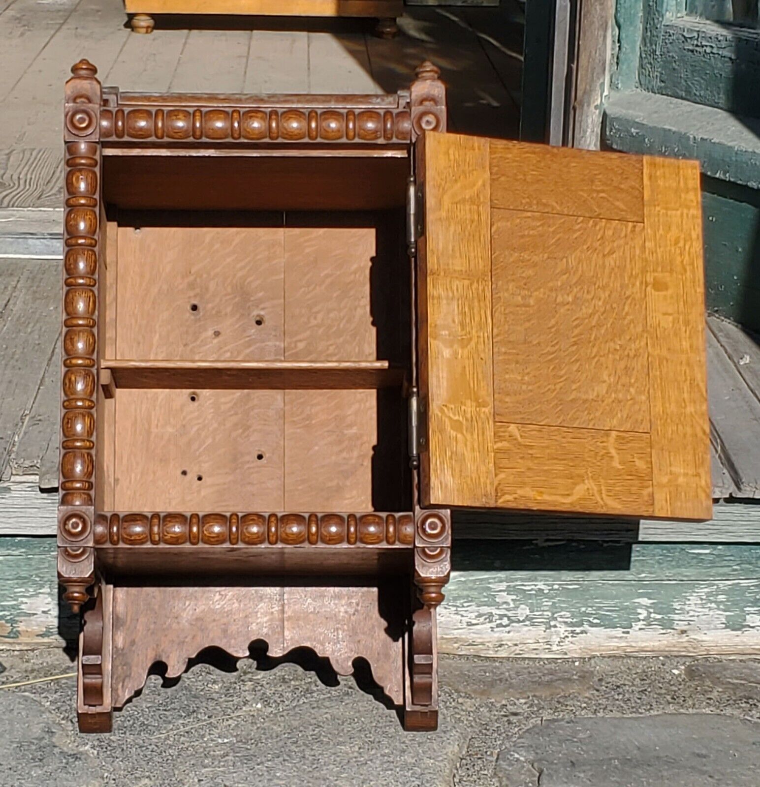 Vintage Victorian Quartersawn Oak Medicine Cabinet