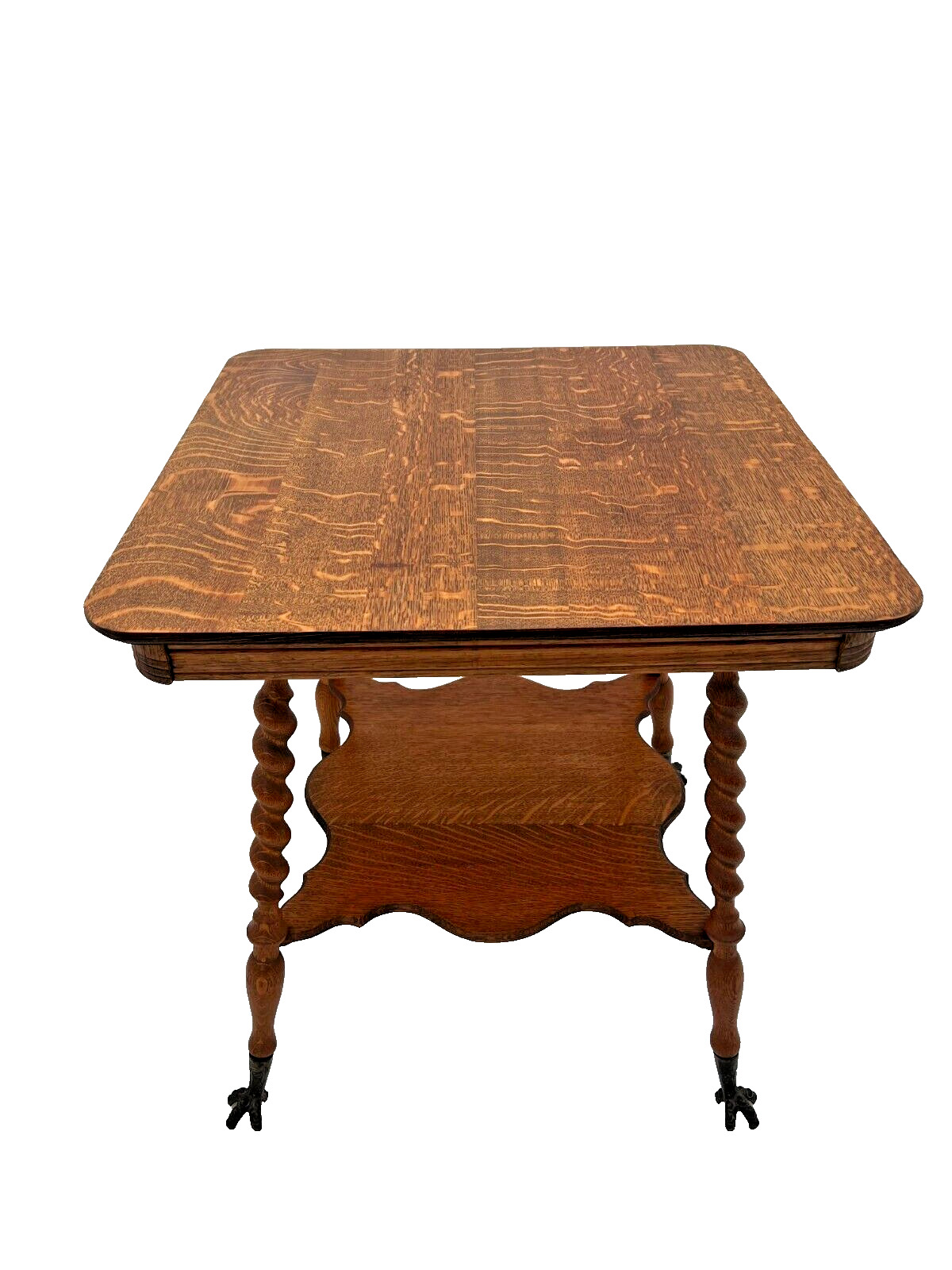 Victorian Oak Table with Barley Twist Legs & Glass Ball and Claw Feet