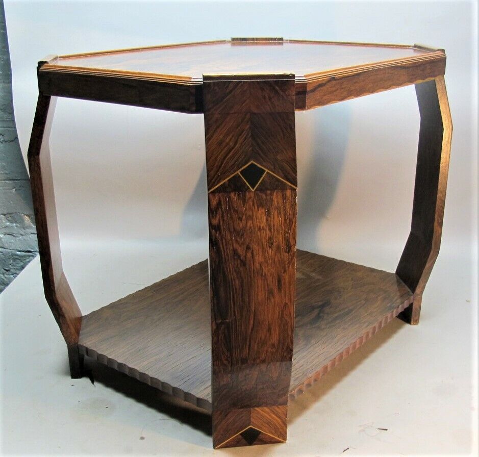 French Art Deco Inlaid Wood Marquetry Table 1925
