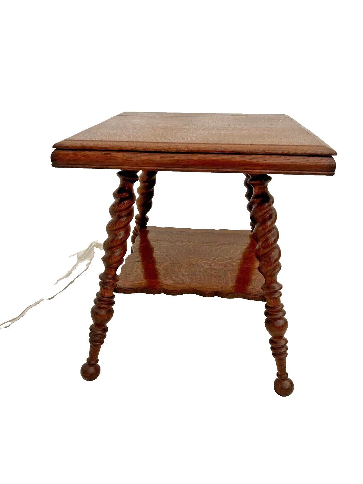 Victorian Tiger Oak Table with Barley Twist Legs
