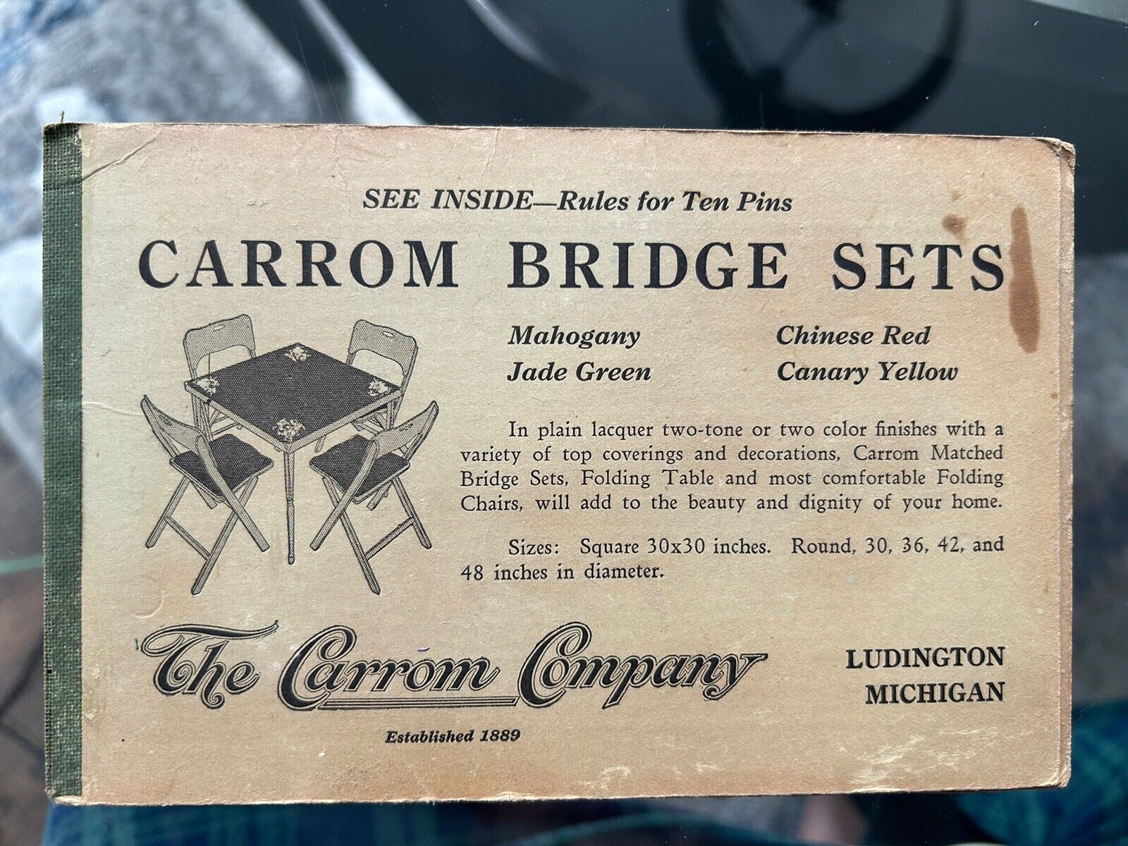 1910-1920's Carrom Company Folding Table Advertising Card