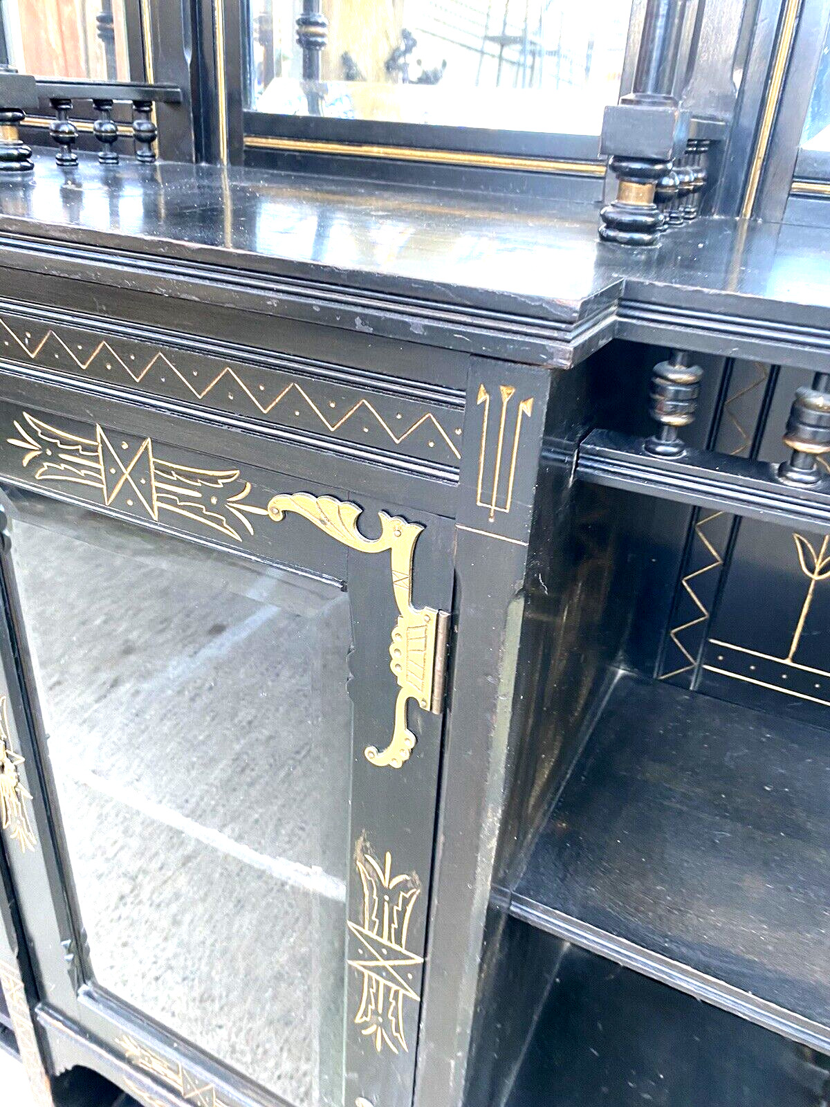 Ebonized Victorian Aesthetic Movement Etagere Stand Cabinet