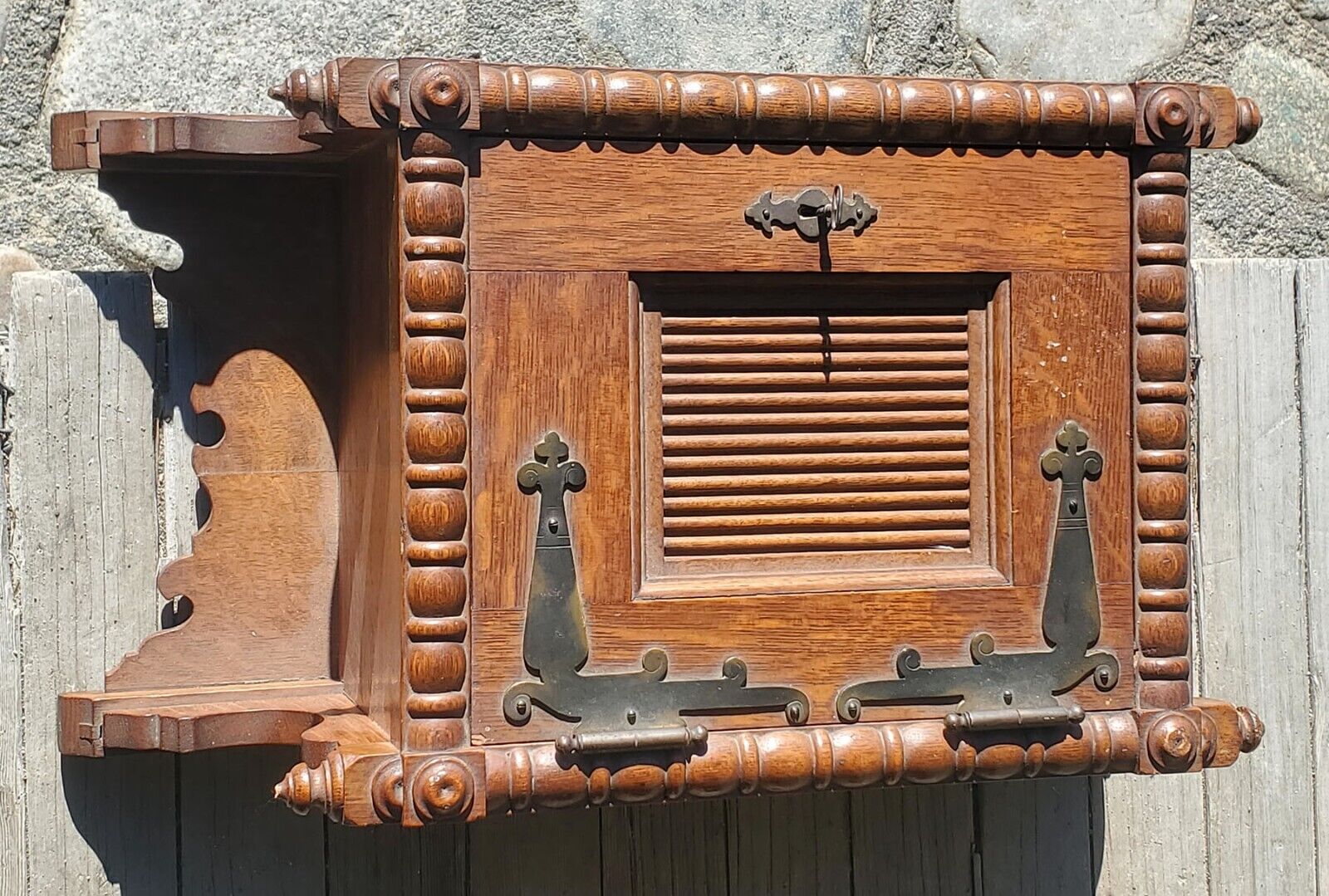Vintage Victorian Quartersawn Oak Medicine Cabinet