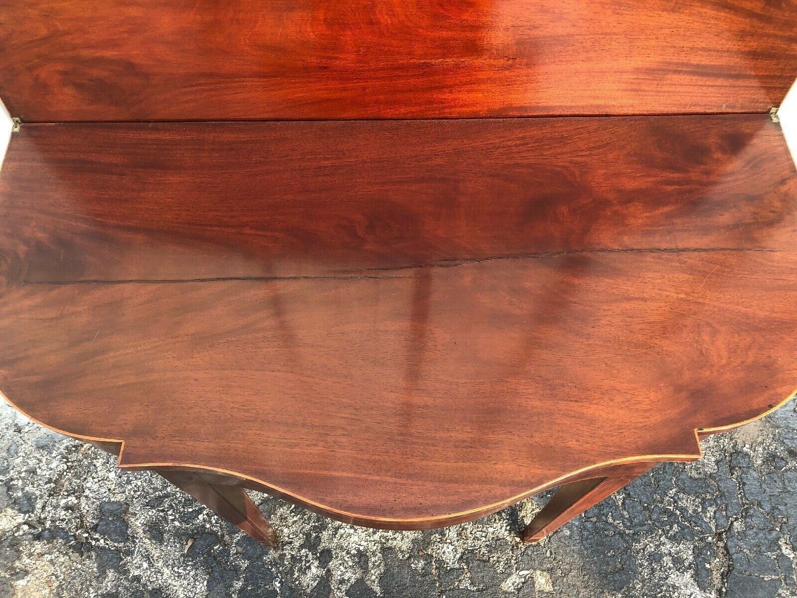 Antique Hepplewhite Inlaid 5 Leg Card Table