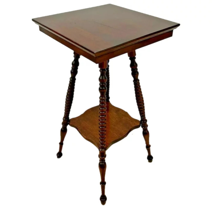 Victorian Mahogany Two-Tier Square Table with Bottom Shelf