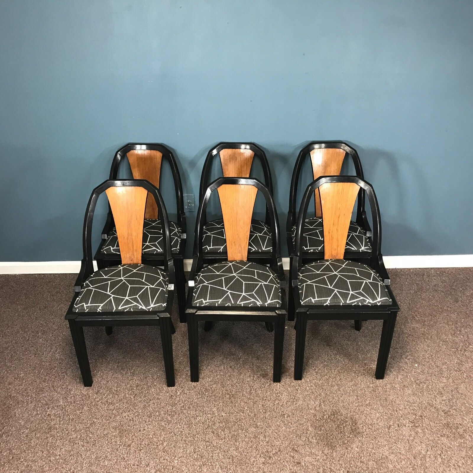 1930 Art Deco Ebonized Dining Chairs Set