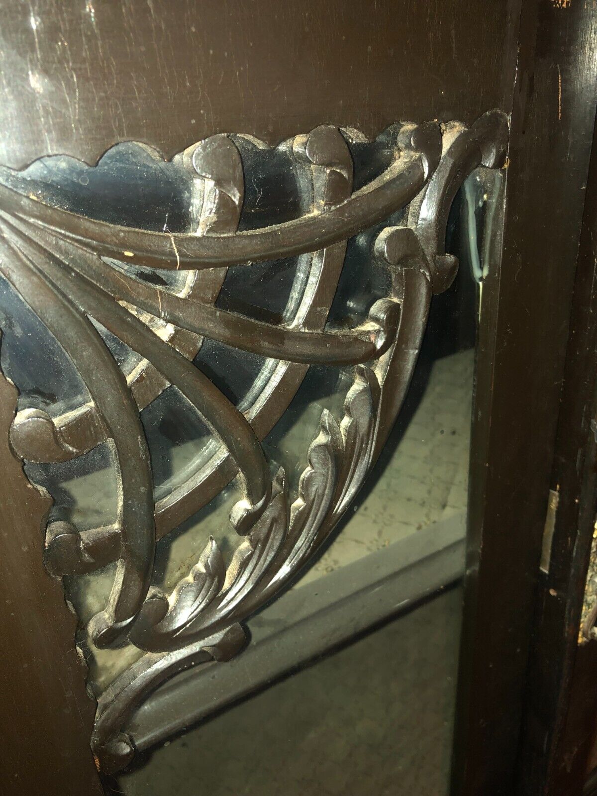 Victorian Hand Carved Ebonized Mahogany Etagere Cabinet