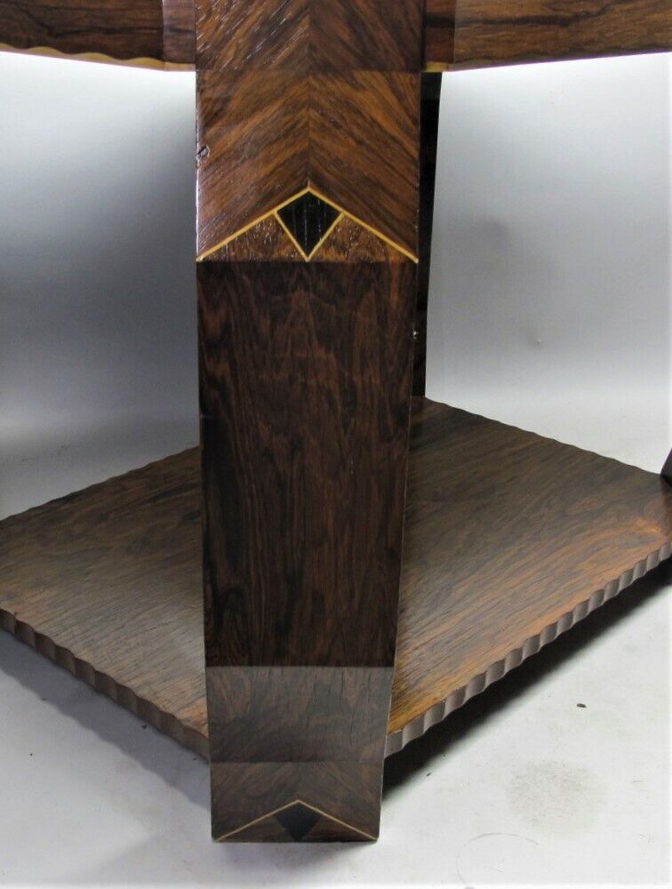 French Art Deco Inlaid Wood Marquetry Table 1925