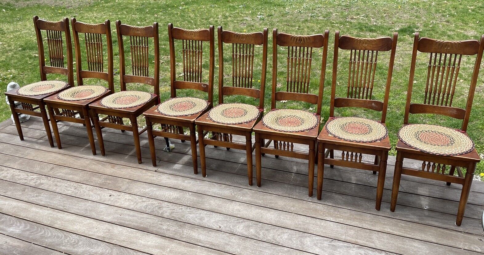 Set of 8 Antique Early 1900s "Larkin" Walnut Chairs