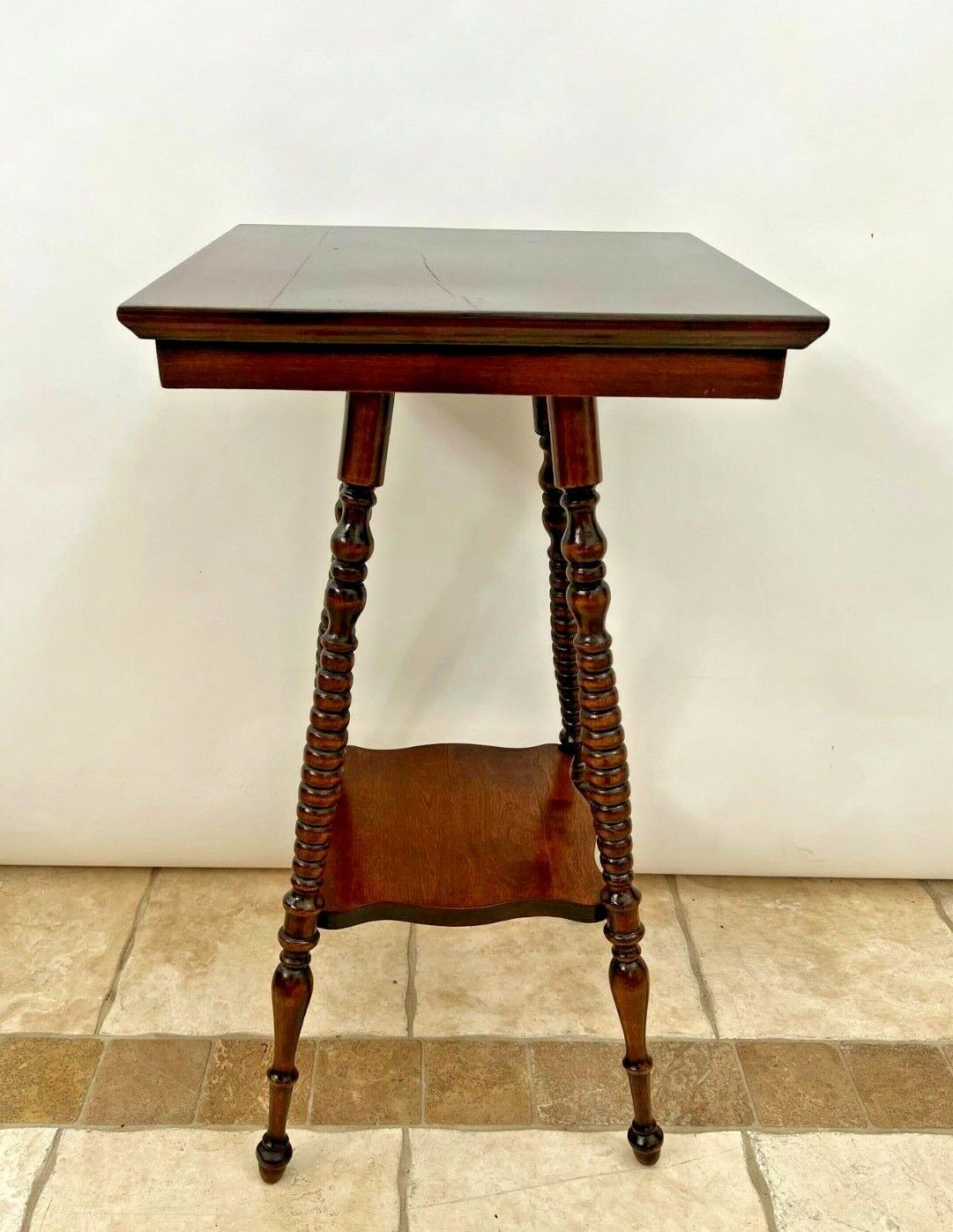 Victorian Mahogany Two-Tier Square Table with Bottom Shelf
