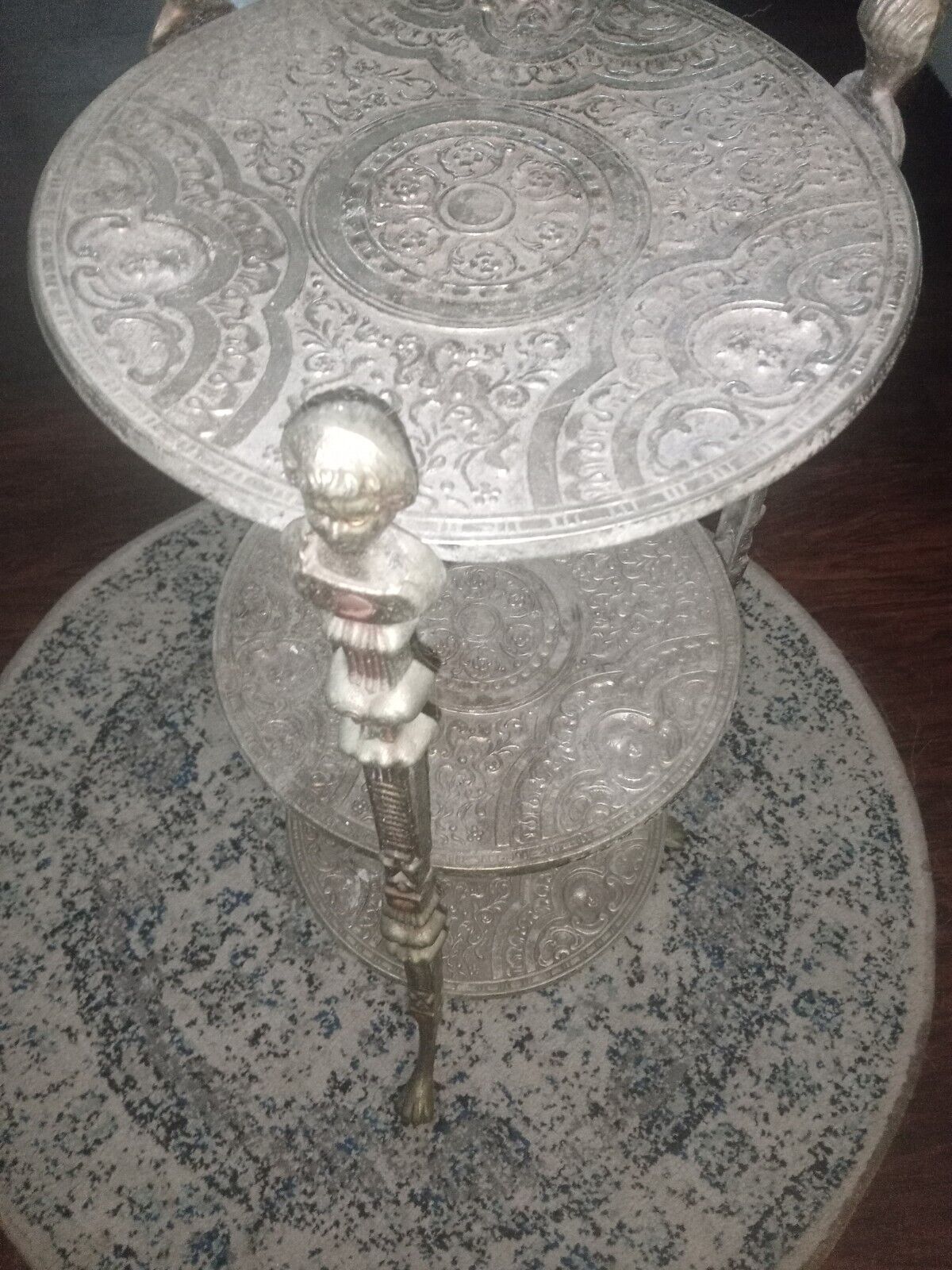 Victorian Bronze Cherub Accent Table 28”H, 10”D Vintage