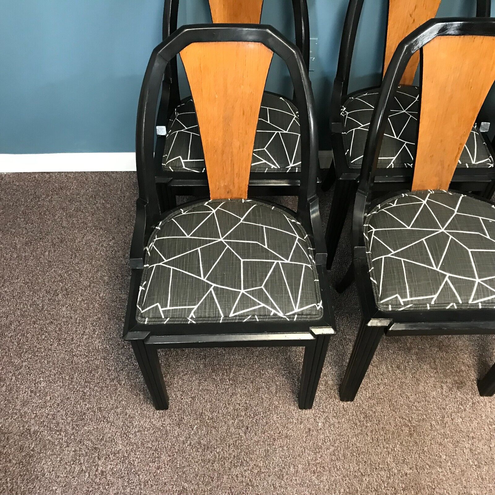 1930 Art Deco Ebonized Dining Chairs Set