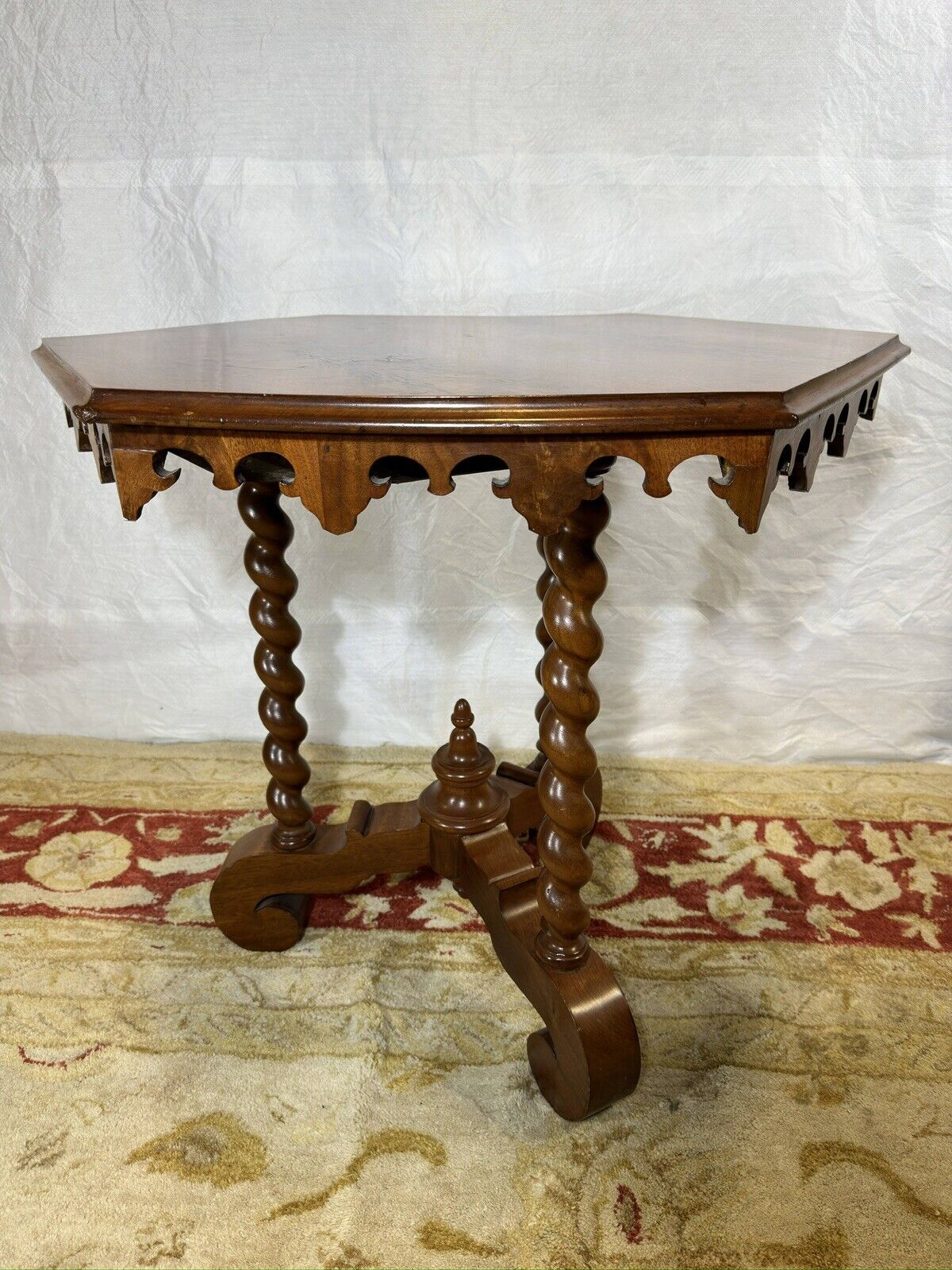 Victorian Renaissance Revival Table with Ornate Carved Edges