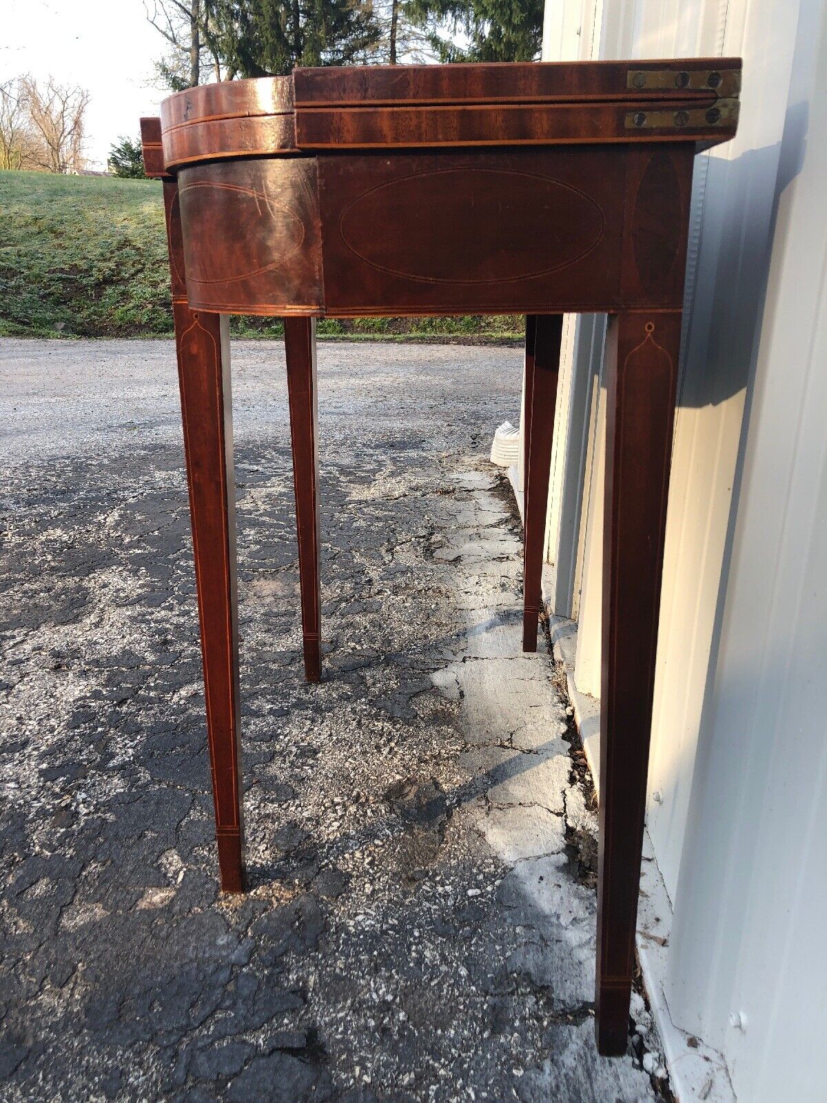 Antique Hepplewhite Inlaid 5 Leg Card Table