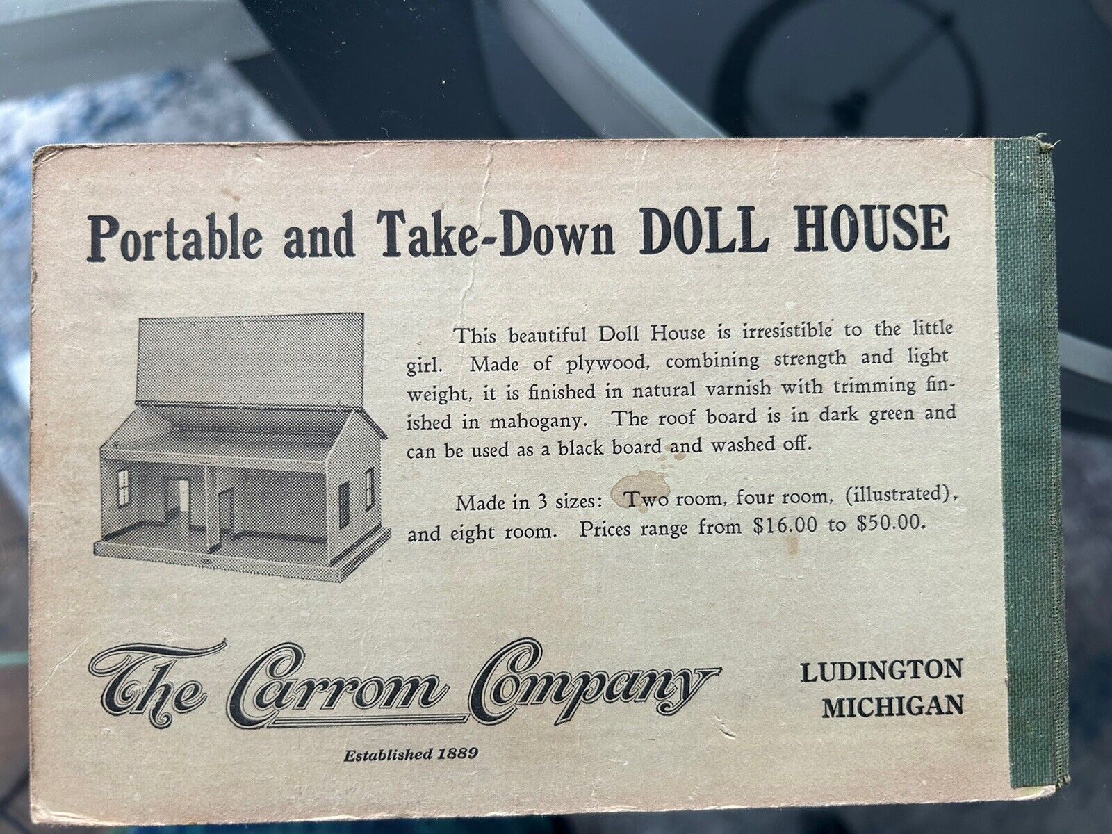 1910-1920's Carrom Company Folding Table Advertising Card