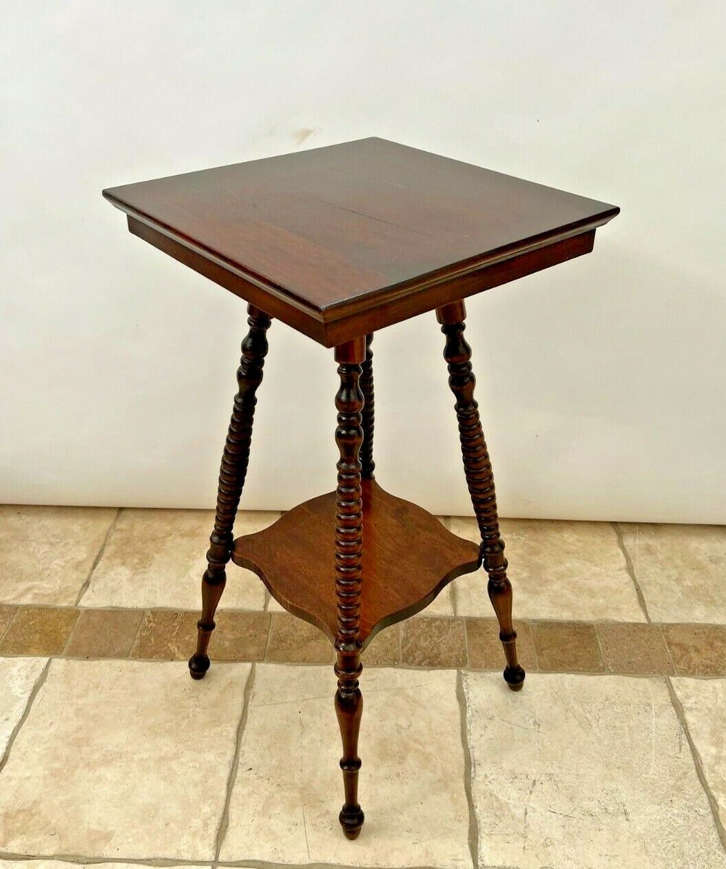 Victorian Mahogany Two-Tier Square Table with Bottom Shelf
