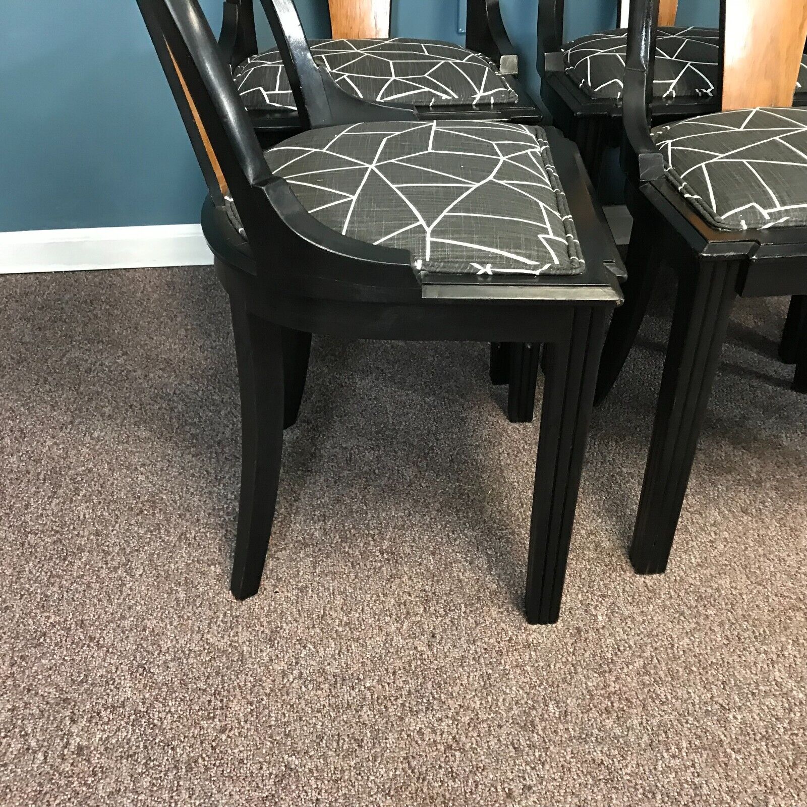 1930 Art Deco Ebonized Dining Chairs Set