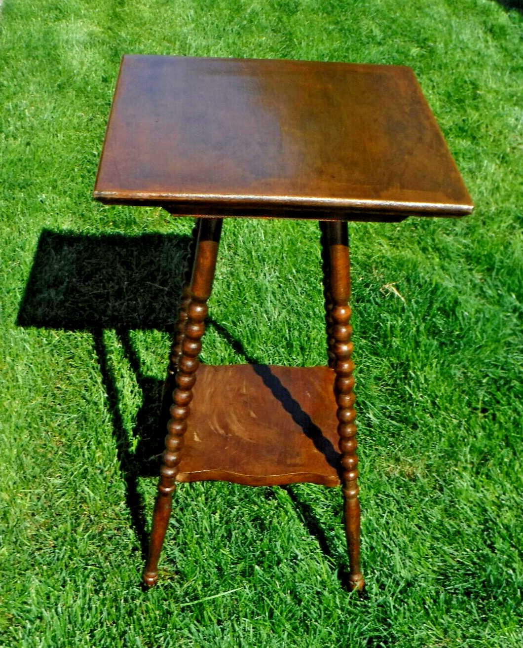 Victorian style 15" square table with bobbin leg