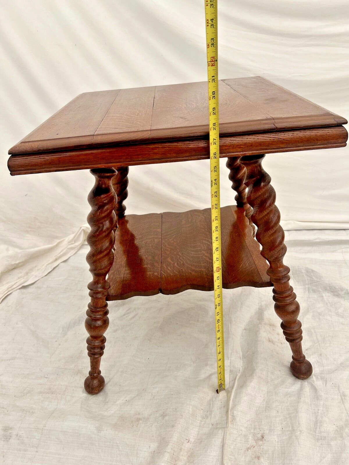 Victorian Tiger Oak Table with Barley Twist Legs