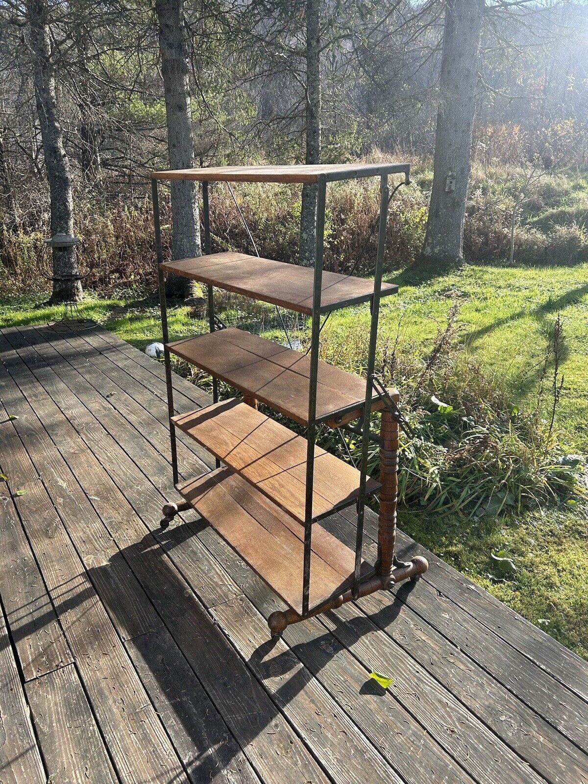 Vintage bakers rack table retro design aesthetic