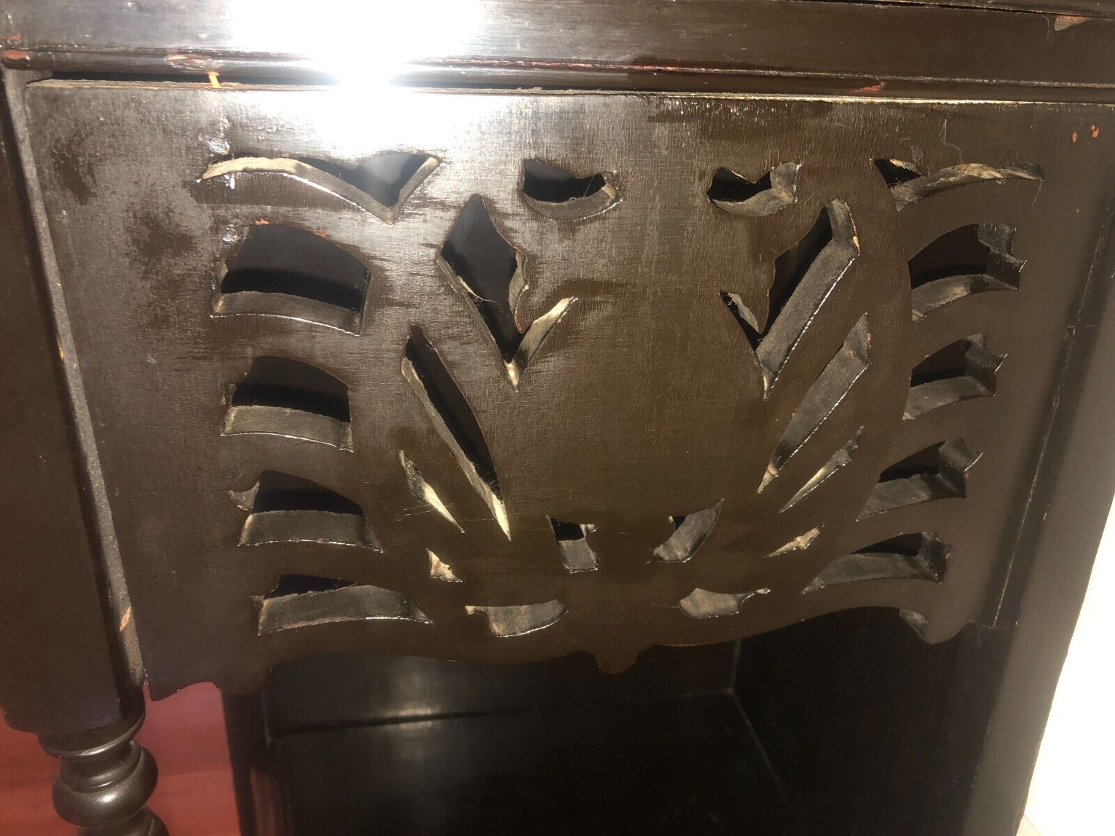 Victorian Hand Carved Ebonized Mahogany Etagere Cabinet