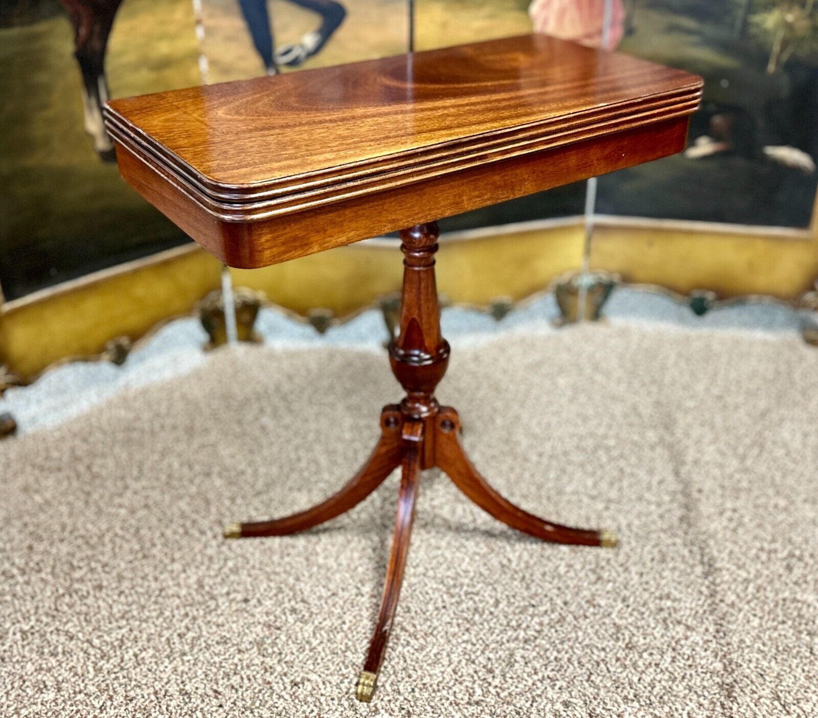 Vintage Mahogany Game Table with Swivel Folding Top