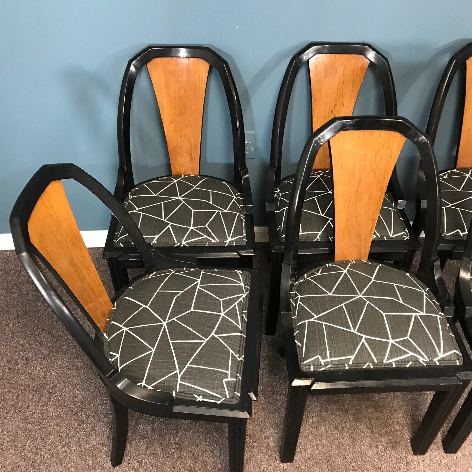 1930 Art Deco Ebonized Dining Chairs Set