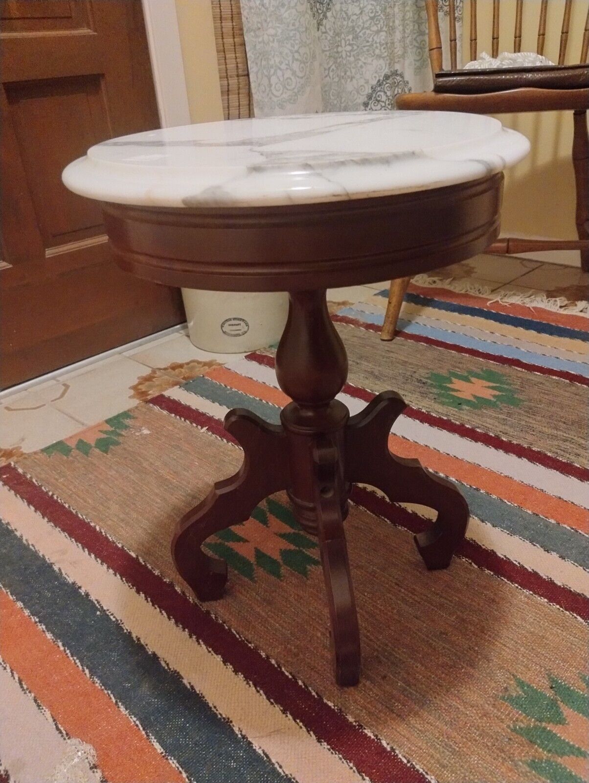 Italian Renaissance Revival Antique Mahogany Table with Marble Top