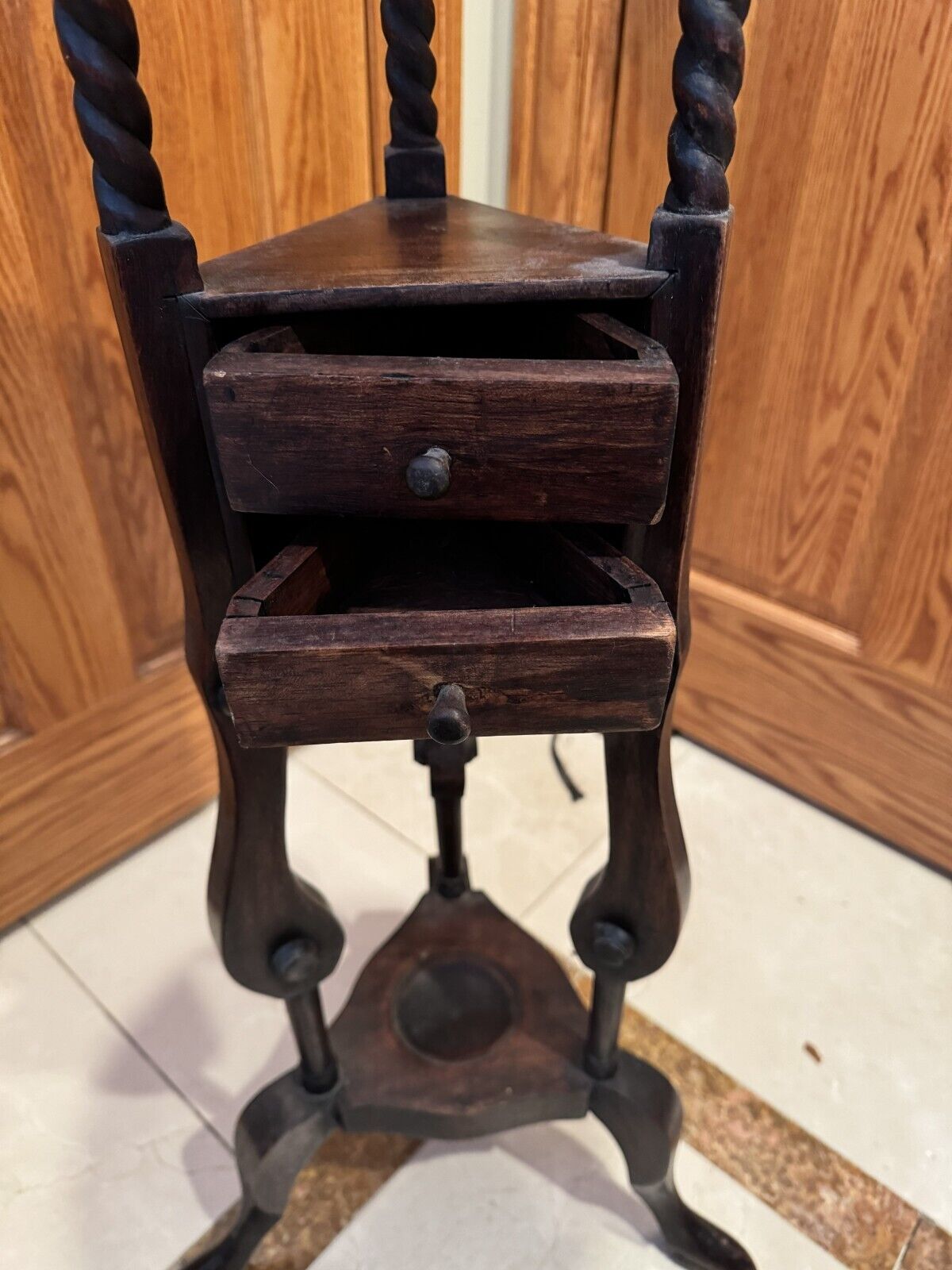 Victorian Round Small Table with Two Drawers