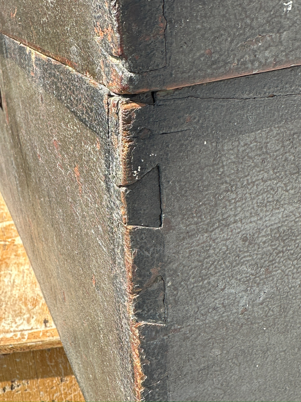 1700s primitive dome lid trunk blanket box cabinet