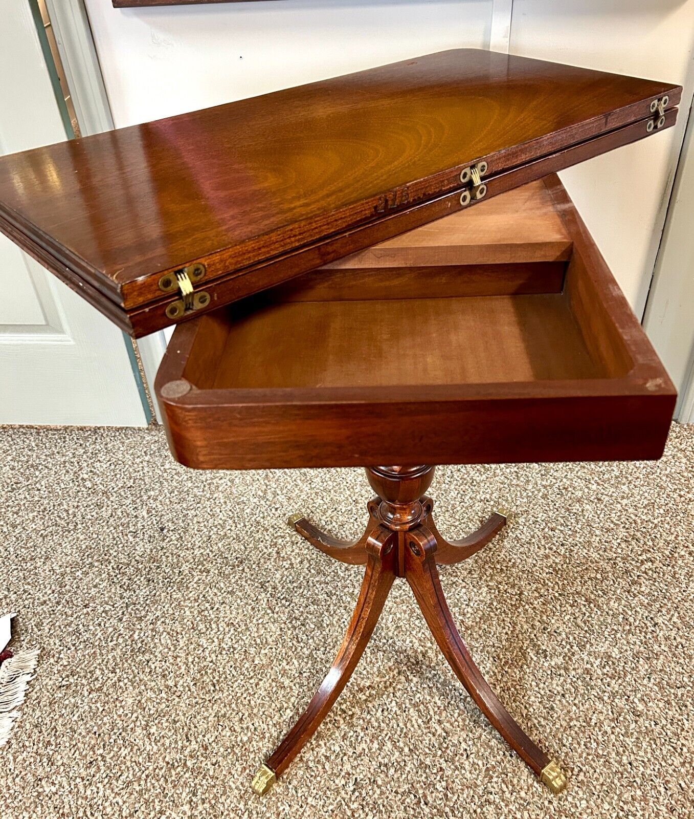Vintage Mahogany Game Table with Swivel Folding Top