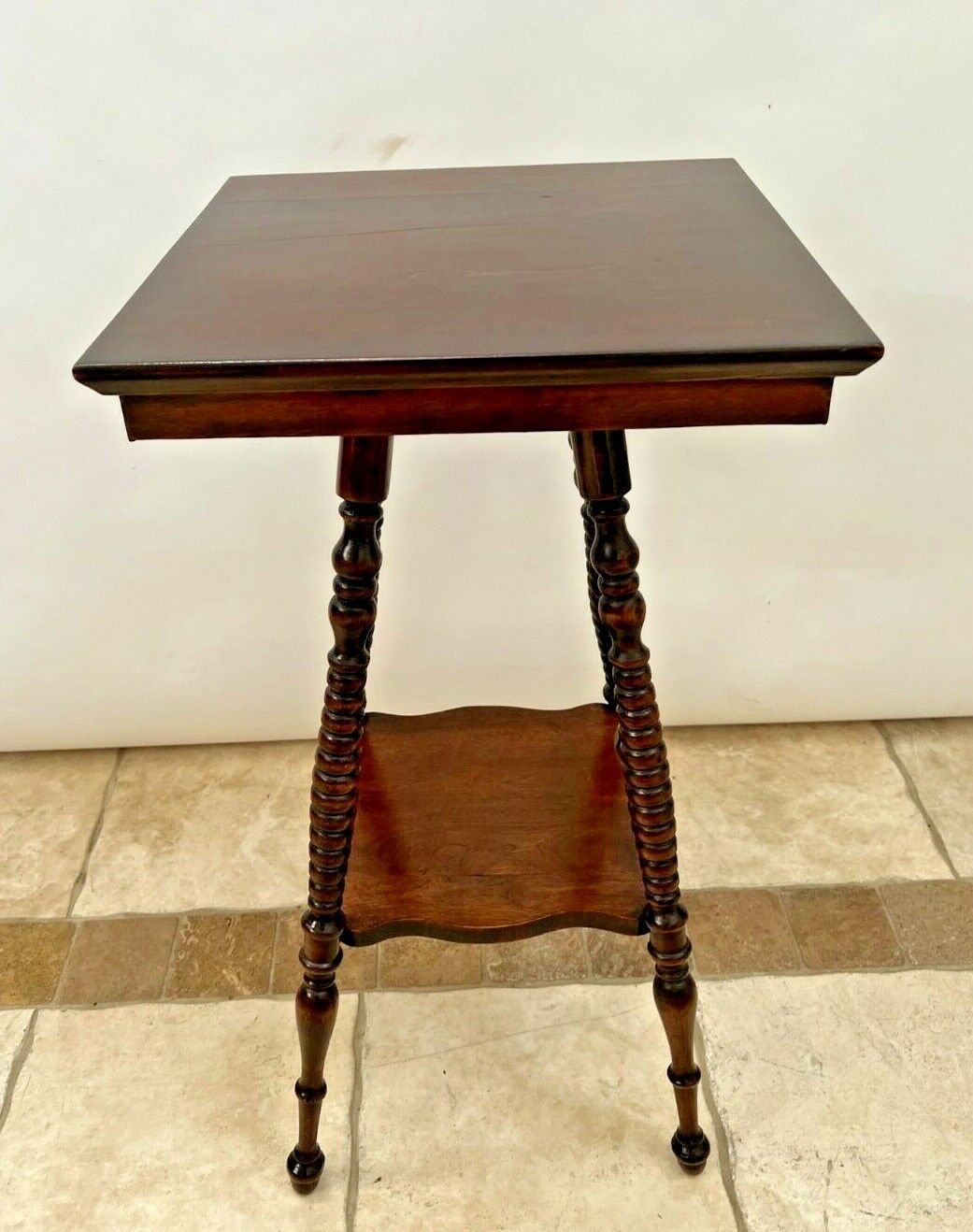 Victorian Mahogany Two-Tier Square Table with Bottom Shelf