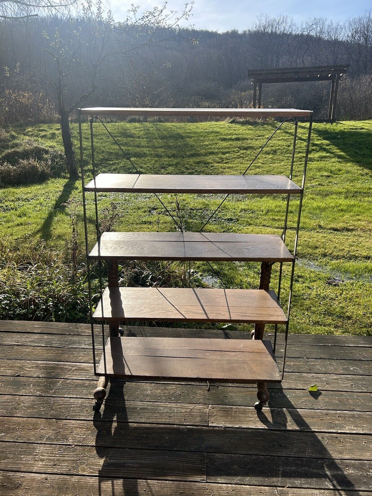 Vintage bakers rack table retro design aesthetic
