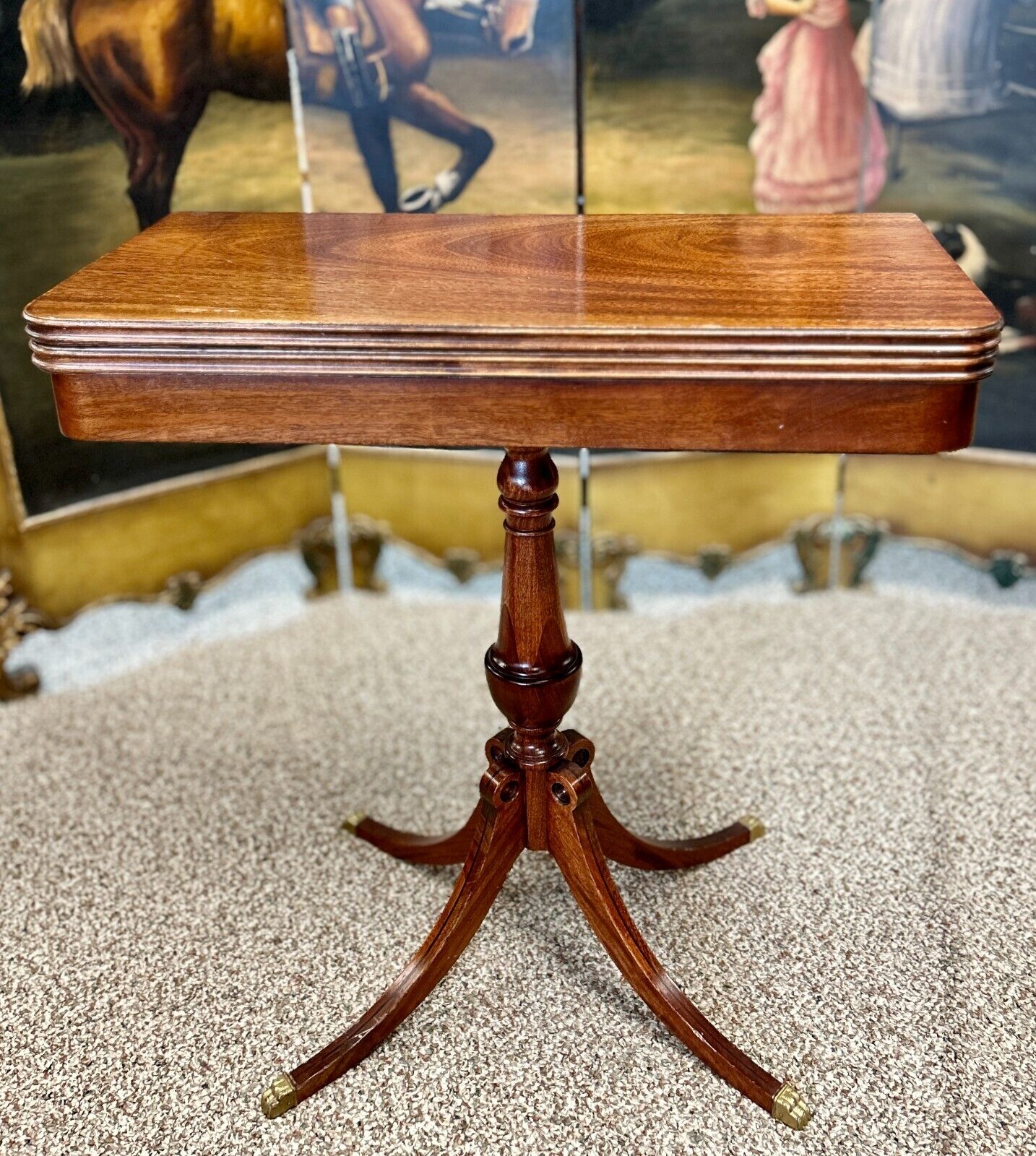Vintage Mahogany Game Table with Swivel Folding Top