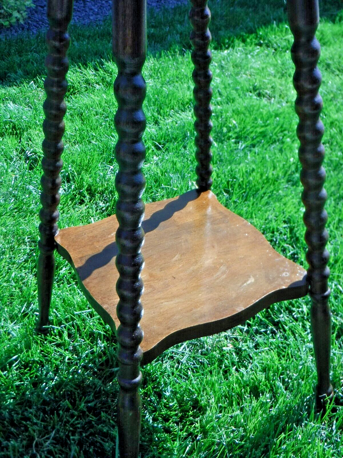 Victorian style 15" square table with bobbin leg