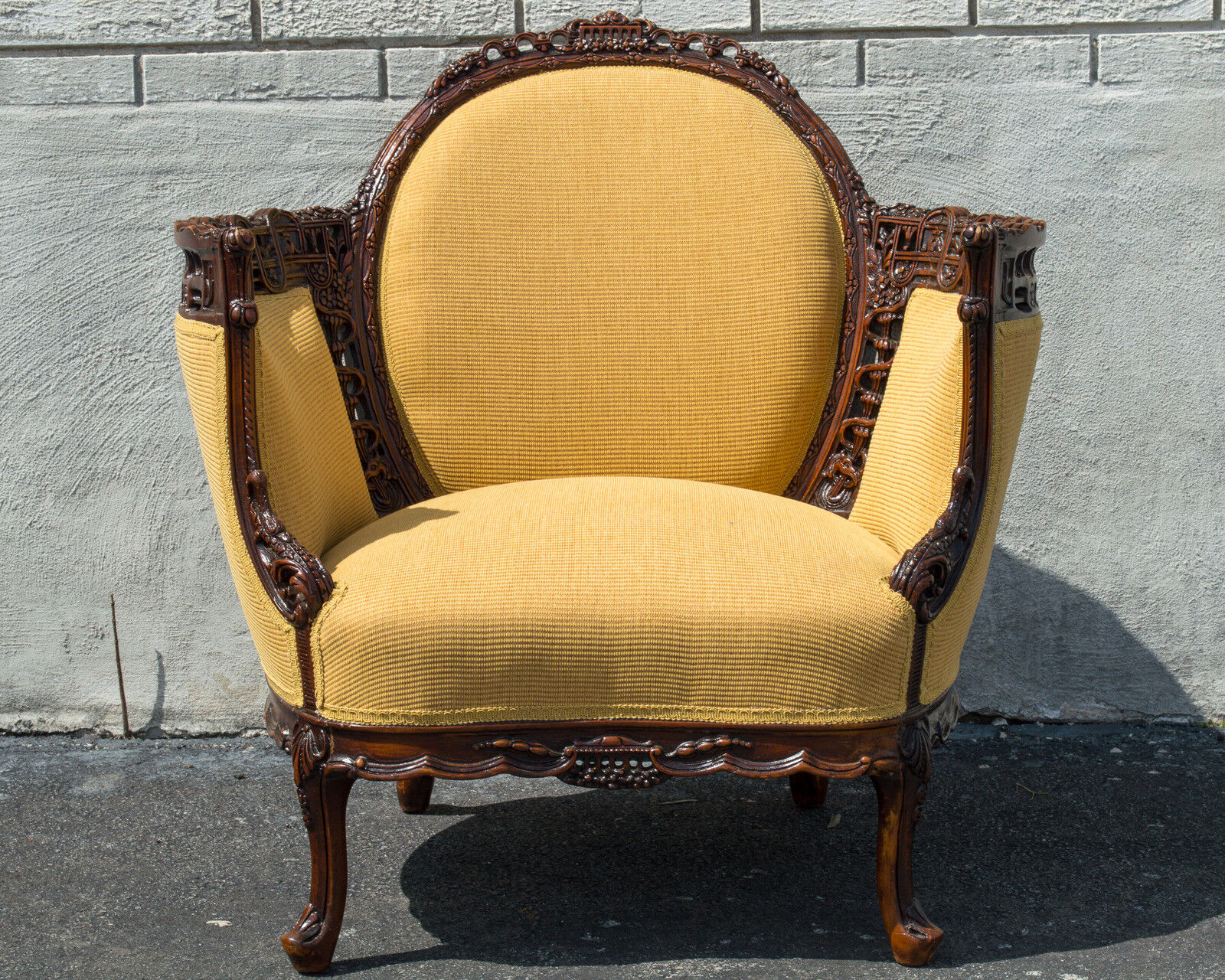 1920's Walnut English Living Room Chair, Upholstered & Restored