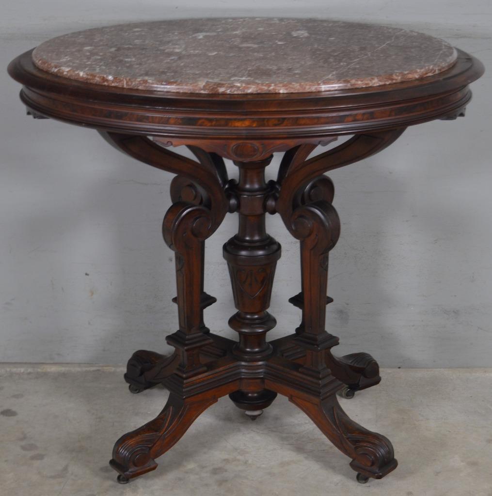 Victorian Oval Marble Top Parlor Table #22094