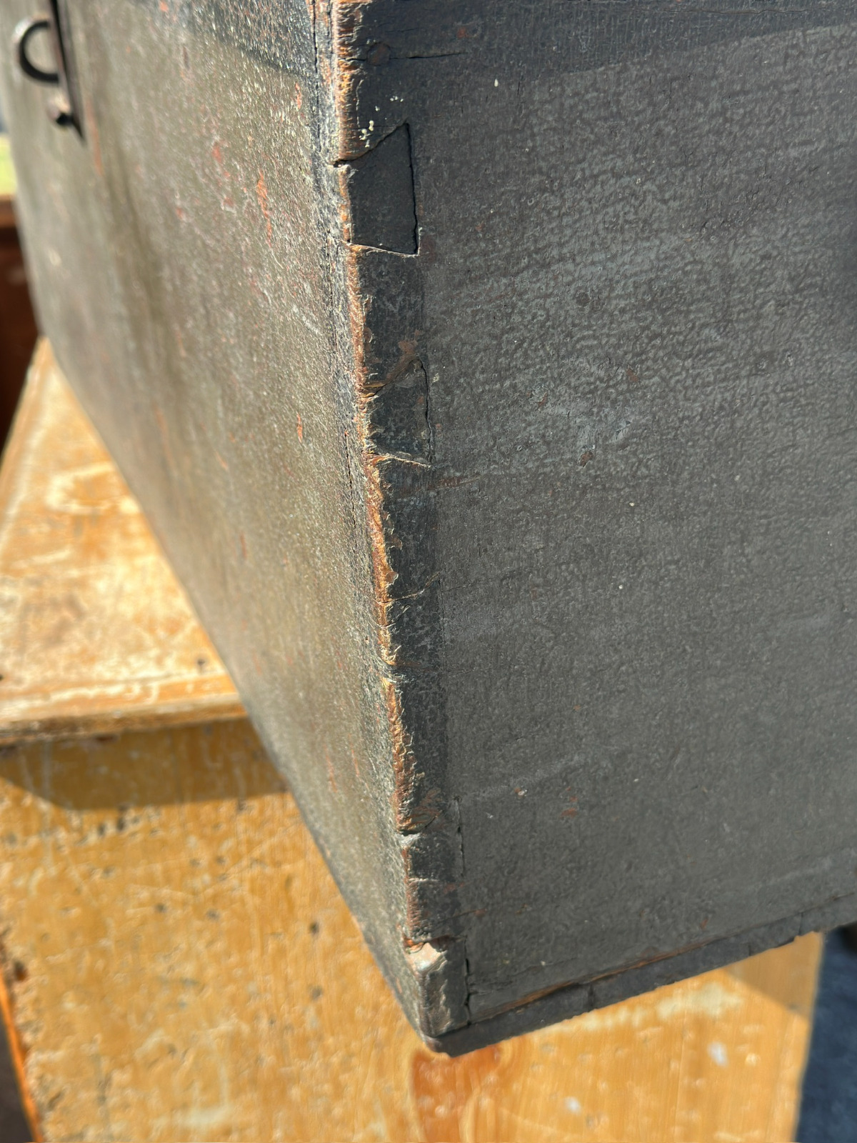 1700s primitive dome lid trunk blanket box cabinet